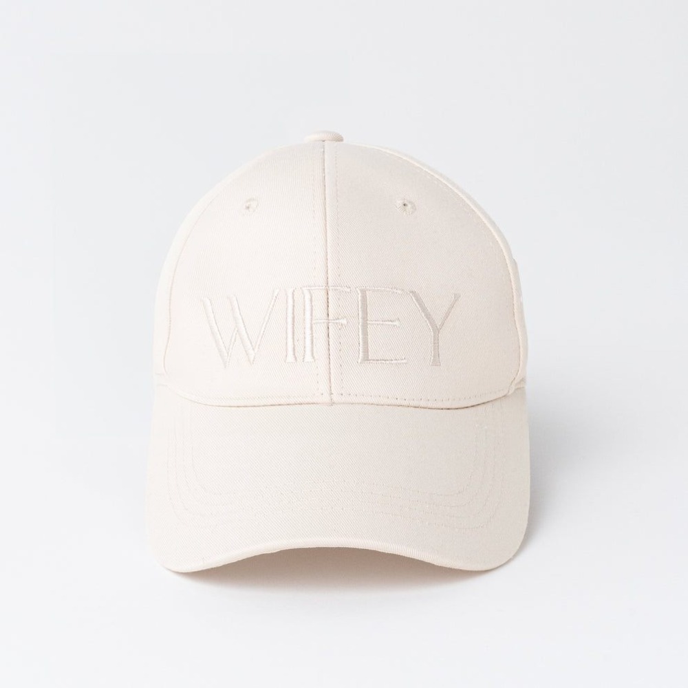 Miss to Mrs Wifey Baseball Cap Cream Embroidered Bridal Hat Adjustable‎ Cotton